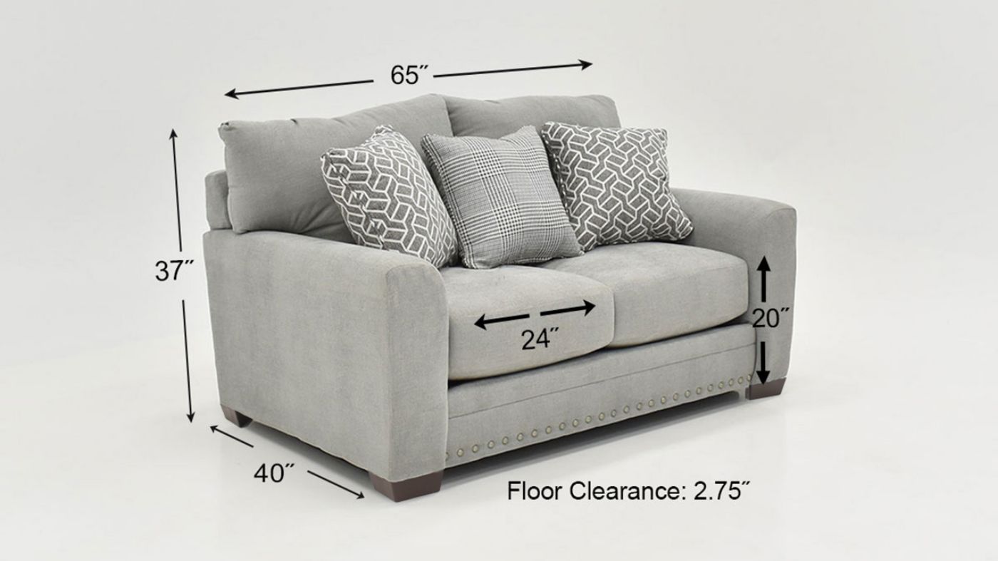 Dimension Details of the Cutler Loveseat in Gray by Jackson Furniture | Home Furniture Plus Bedding