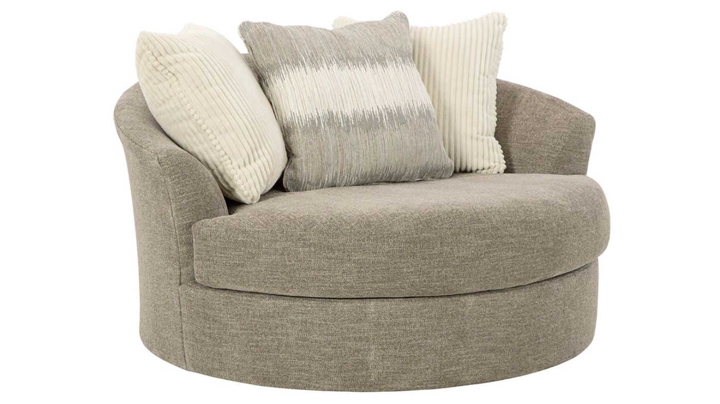 Angled View of the Creswell Swivel Chair in Stone Gray by Ashley | Home Furniture Plus Bedding