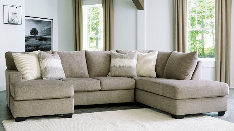 Room View of the Creswell Sectional Sofa in Stone Gray by Ashley | Home Furniture Plus Bedding