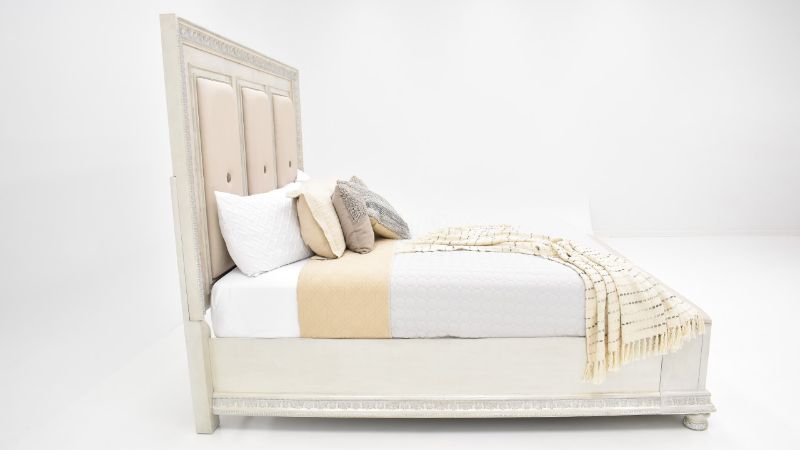 Side View of the Ava Queen Size Storage Bed in White by Avalon Furniture | Home Furniture Plus Bedding
