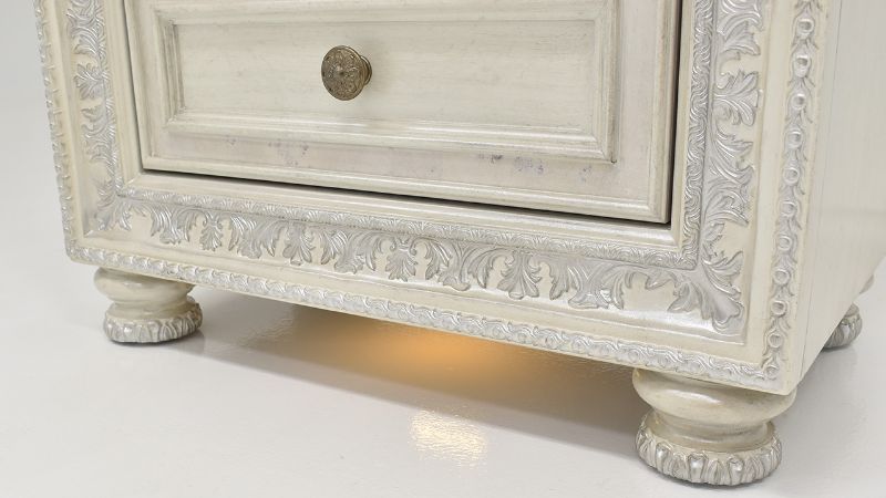 View of the Lighting Under the Ava Nightstand in White by Avalon Furniture | Home Furniture Plus Bedding