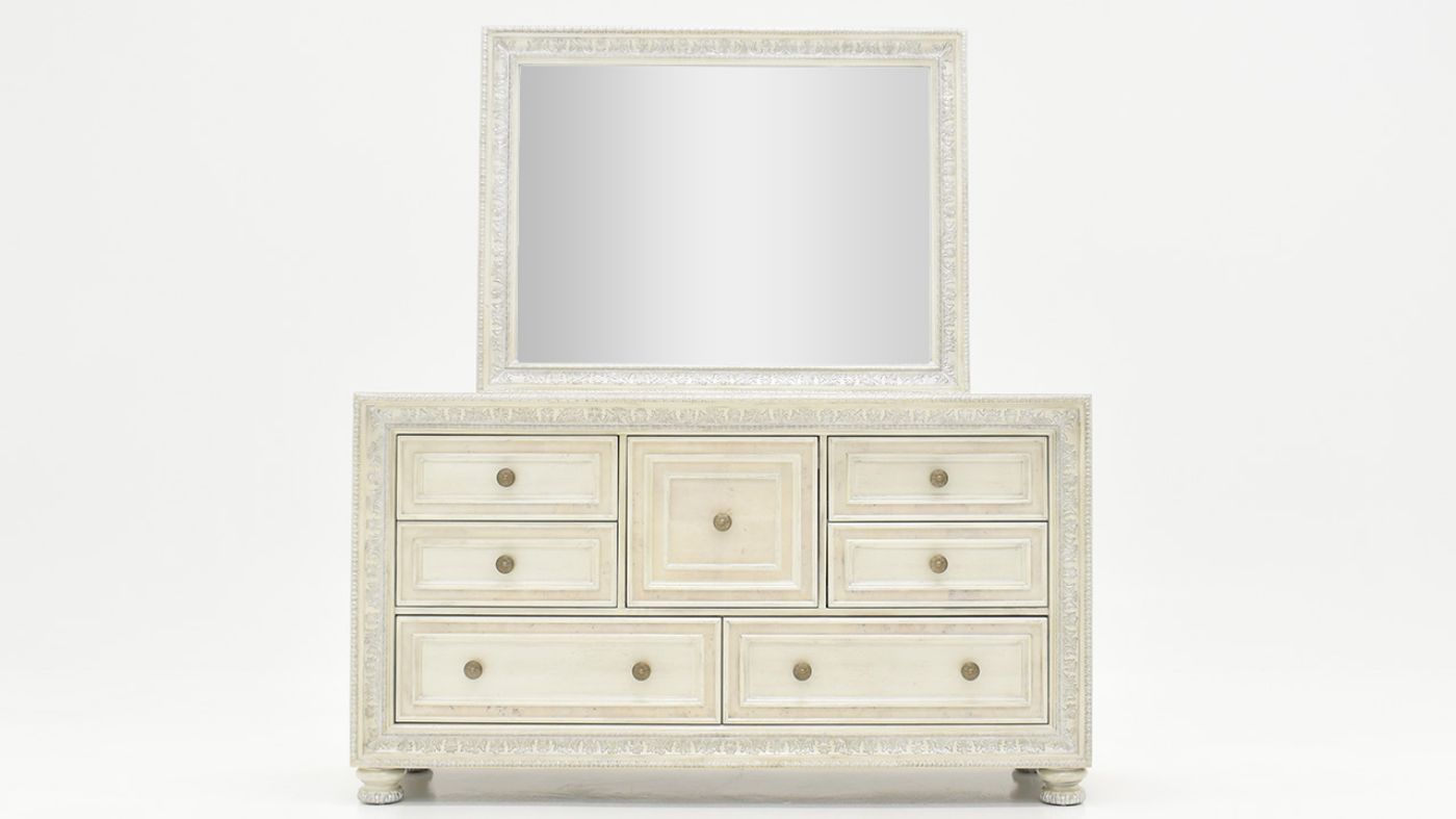 Front Facing View of the Ava Dresser with Mirror in White by Avalon Furniture | Home Furniture Plus Bedding