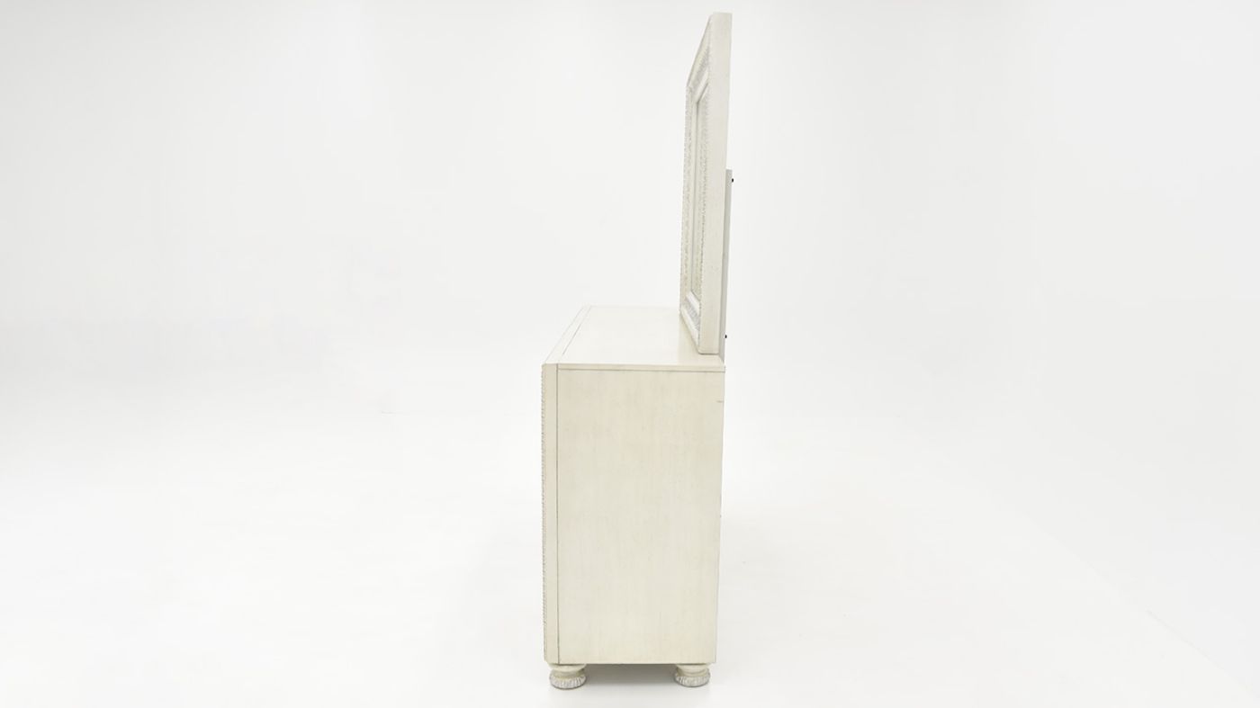 Side View of the Ava Dresser with Mirror in White by Avalon Furniture | Home Furniture Plus Bedding