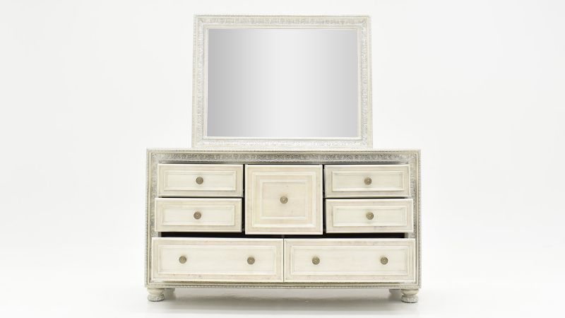 Front Facing View of the Ava Dresser with Mirror in White by Avalon Furniture | Home Furniture Plus Bedding