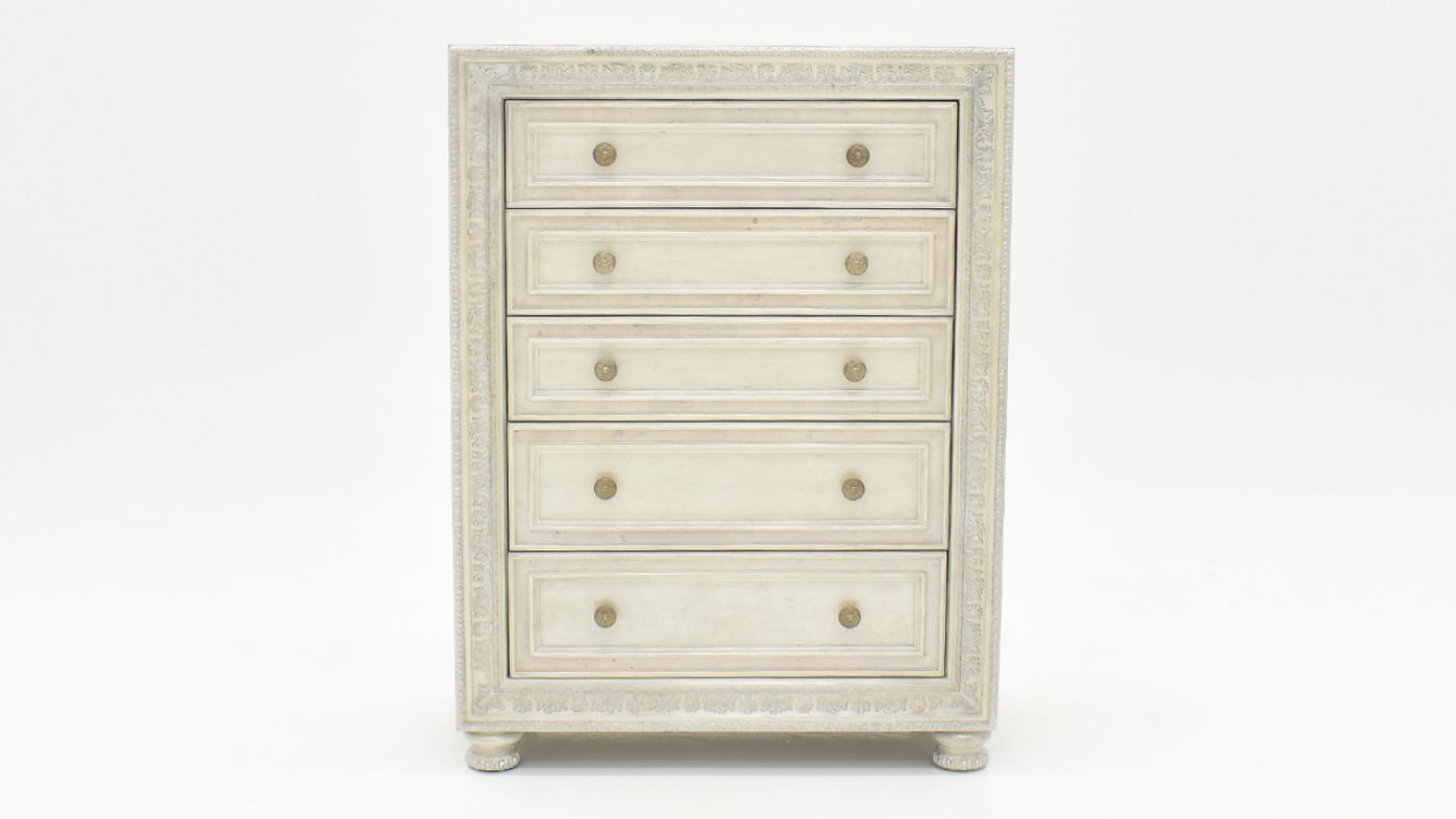 Front Facing View of the Ava Chest of Drawers in White by Avalon Furniture | Home Furniture Plus Bedding