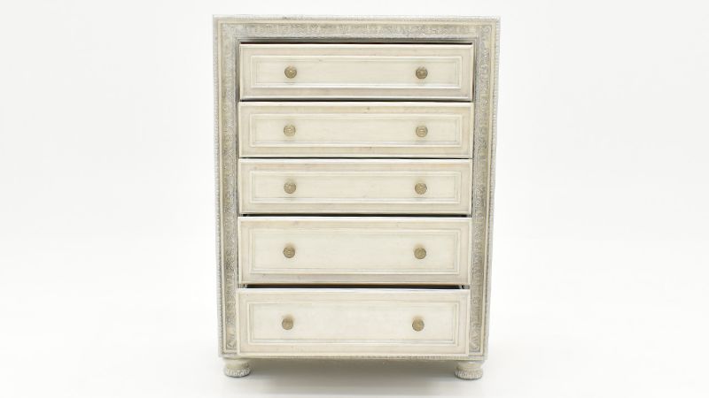 Front Facing View of the Ava Chest of Drawers in White by Avalon Furniture | Home Furniture Plus Bedding