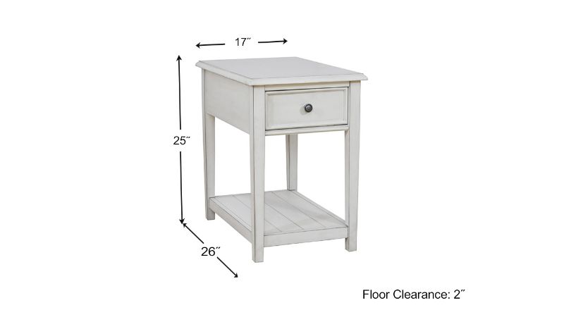 Dimension Details of the Kanwyn End Table in White by Ashley Furniture | Home Furniture Plus Bedding