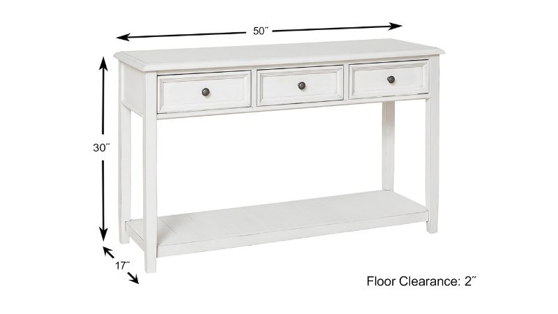 Dimension Details of the Kanwyn Sofa Table in White by Ashley Furniture | Home Furniture Plus Bedding