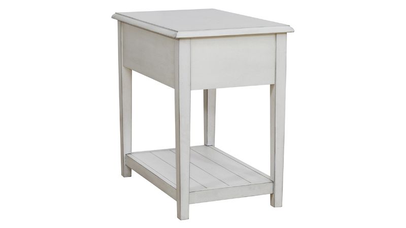 Angled View of the Back of the Kanwyn End Table in White by Ashley Furniture | Home Furniture Plus Bedding