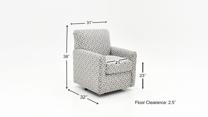 Dimension Details of the Cutler Swivel Chair in Multicolor Gray by Jackson Furniture | Home Furniture Plus Bedding