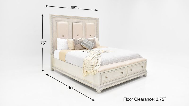 Dimension Details of the Ava Queen Size Storage Bed in White by Avalon Furniture | Home Furniture Plus Bedding