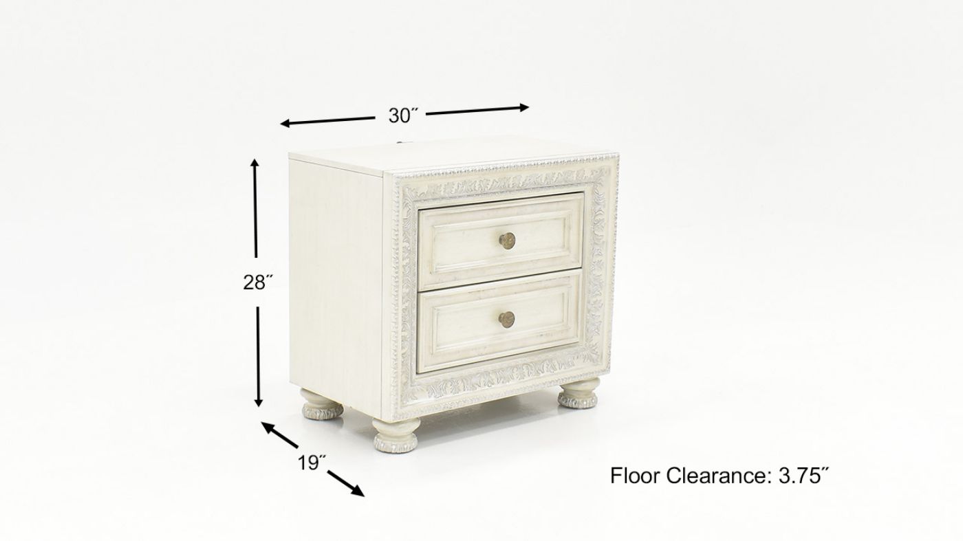 Dimension Details of the Ava Nightstand in White by Avalon Furniture | Home Furniture Plus Bedding