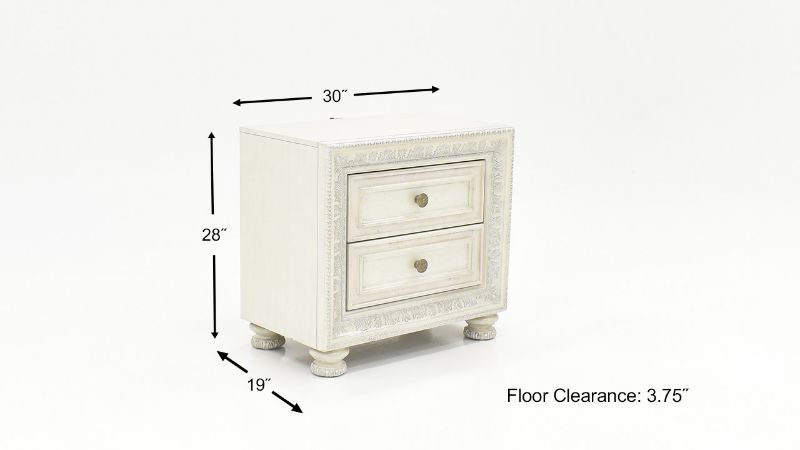 Dimension Details of the Ava Nightstand in White by Avalon Furniture | Home Furniture Plus Bedding