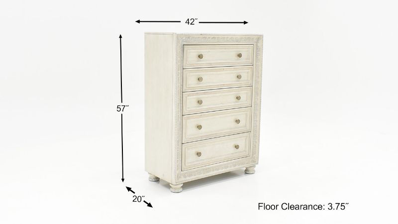 Dimension Details of the Ava Chest of Drawers in White by Avalon Furniture | Home Furniture Plus Bedding
