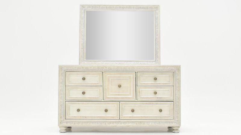 	Front Facing View of the Ava Dresser with Mirror in White by Avalon Furniture | Home Furniture Plus Bedding