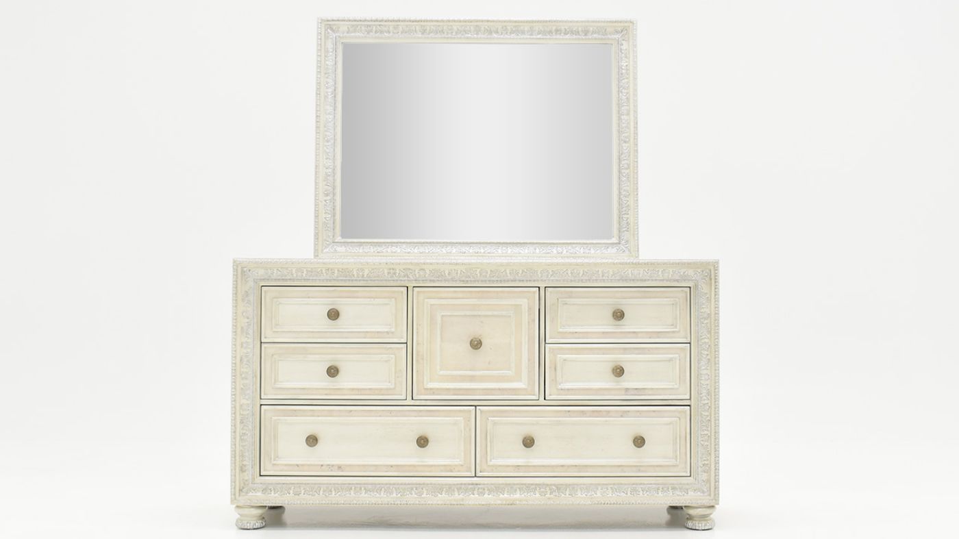 	Front Facing View of the Ava Dresser with Mirror in White by Avalon Furniture | Home Furniture Plus Bedding