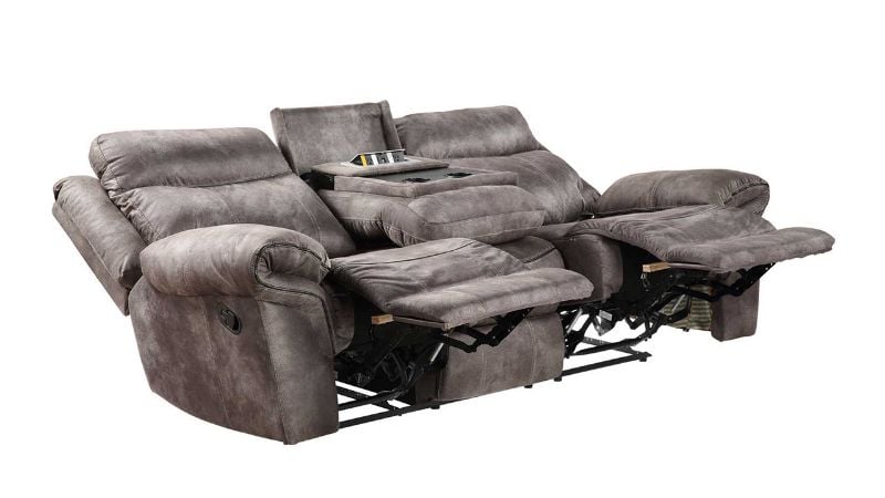 Angled Reclining View of the Nashville Reclining Sofa in Gray by Steve Silver | Home Furniture Plus Bedding
