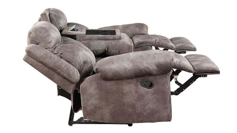 Side Reclining View of the Nashville Reclining Sofa in Gray by Steve Silver | Home Furniture Plus Bedding