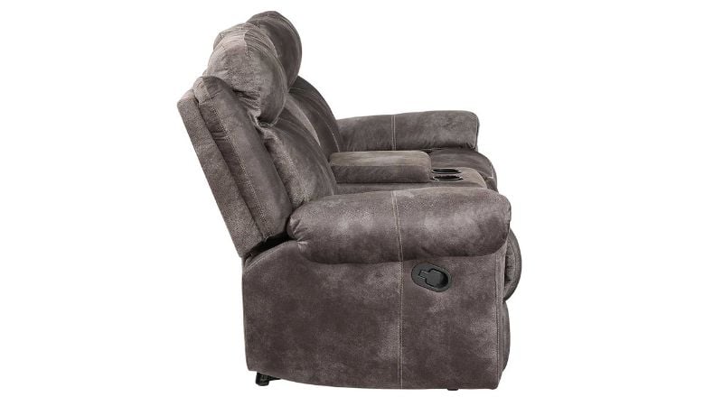 Side View of the Nashville Reclining Loveseat with Center Console in Gray by Steve Silver | Home Furniture Plus Bedding