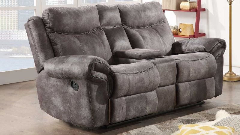 Room View of the Nashville Reclining Loveseat with Center Console in Gray by Steve Silver | Home Furniture Plus Bedding