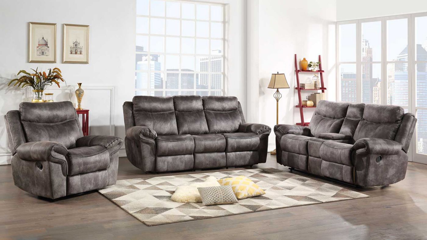 Room View of the Nashville Reclining Sofa Set in Gray by Steve Silver | Home Furniture Plus Bedding