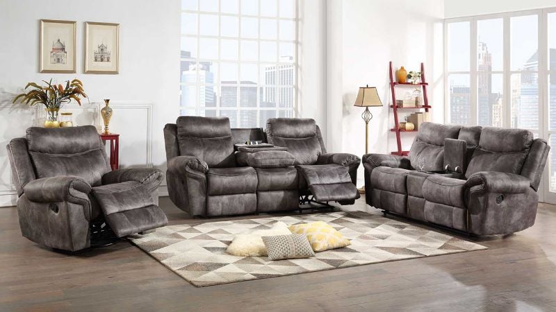 Room View of the Nashville Reclining Sofa Set in Gray by Steve Silver | Home Furniture Plus Bedding