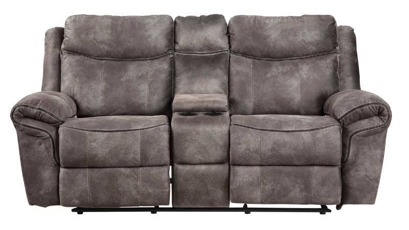 Front Facing View of the Nashville Reclining Loveseat with Center Console in Gray by Steve Silver | Home Furniture Plus Bedding
