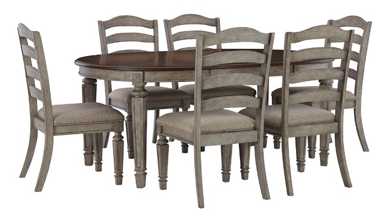 Group View of the Lodenbay 7 Piece Oval Dining Table Set in Two Tone by Ashley Furniture | Home Furniture Plus Bedding