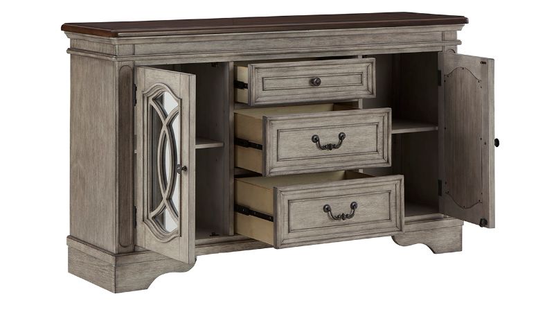 Open View of the Lodenbay Dining Server in Two Tone by Ashley Furniture | Home Furniture Plus Bedding
