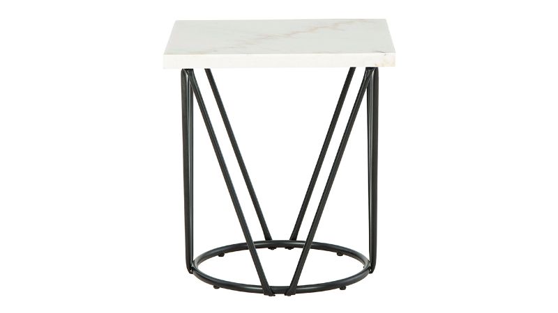 Front Facing View of the Vancent Square Marble-Top End Table by Ashley Furniture | Home Furniture Plus Bedding