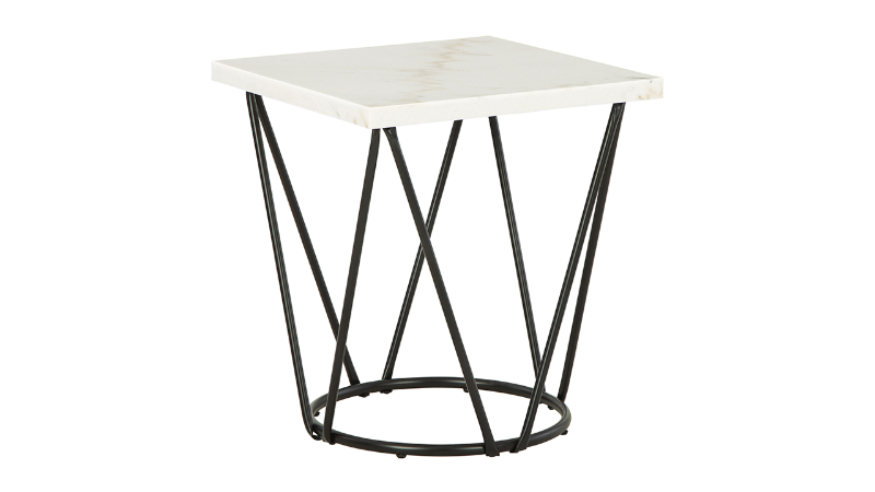 Angled View of the Vancent Square Marble-Top End Table by Ashley Furniture | Home Furniture Plus Bedding