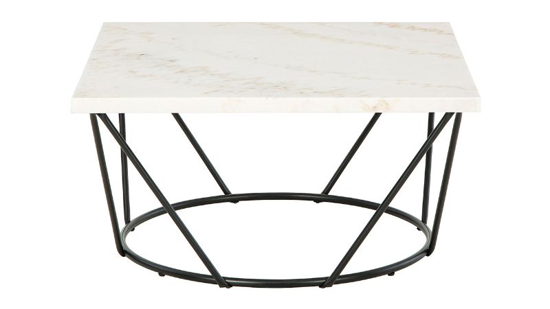 Front Facing View of the Vancent Square Marble-Top Coffee Table by Ashley Furniture | Home Furniture Plus Bedding
