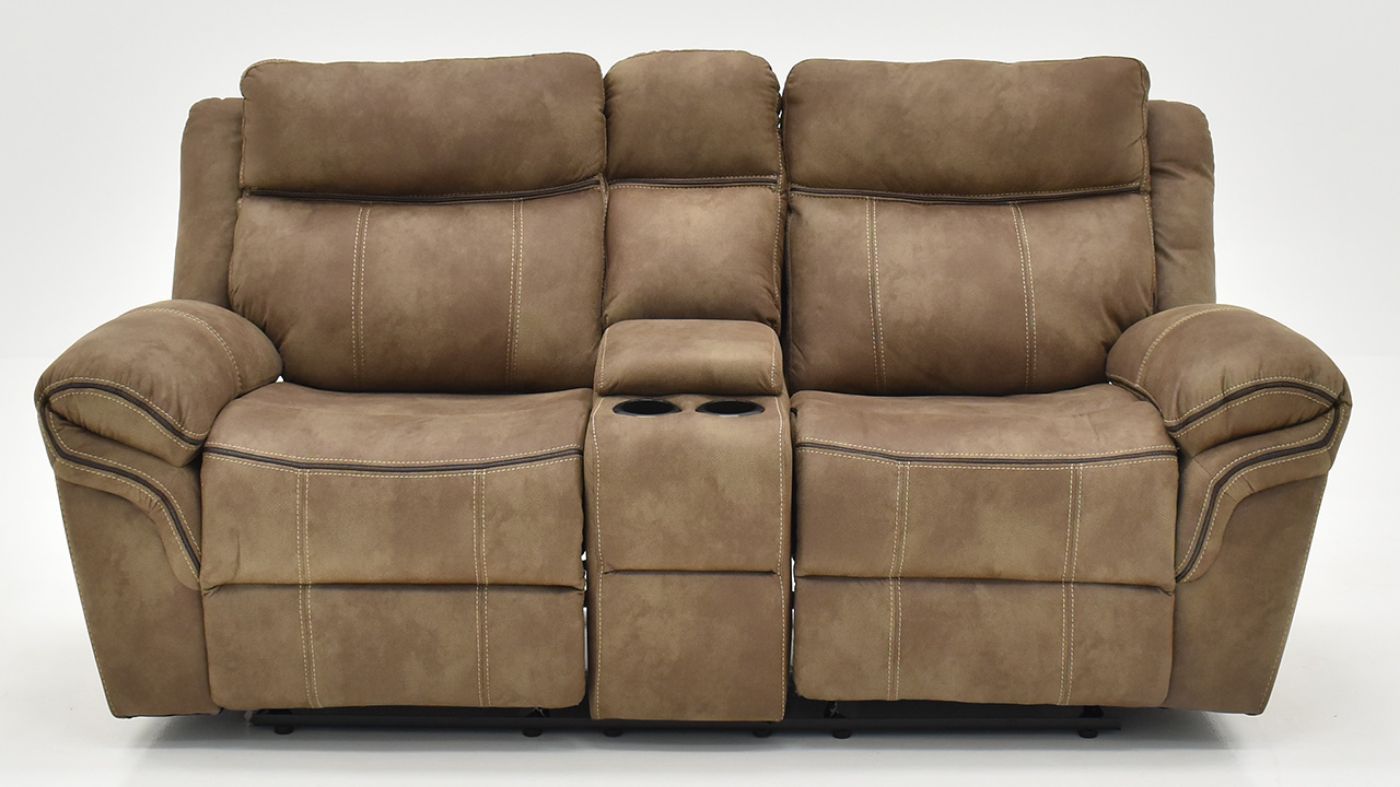 Front Facing View of the Nashville Glider Reclining Loveseat in Brown by Steve Silver | Home Furniture Plus Bedding