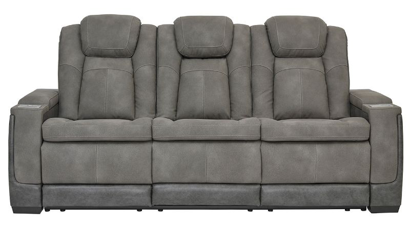 Front Facing View of the Next-Gen POWER Reclining Sofa in Gray by Ashley Furniture | Home Furniture Plus Bedding