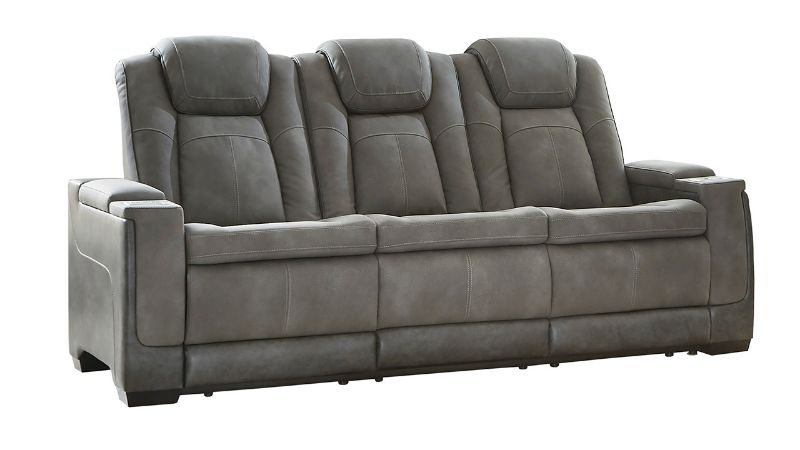 Angled View of the Next-Gen POWER Reclining Sofa in Gray by Ashley Furniture | Home Furniture Plus Bedding