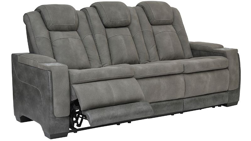 Angled View of the Next-Gen POWER Reclining Sofa in Gray by Ashley Furniture | Home Furniture Plus Bedding