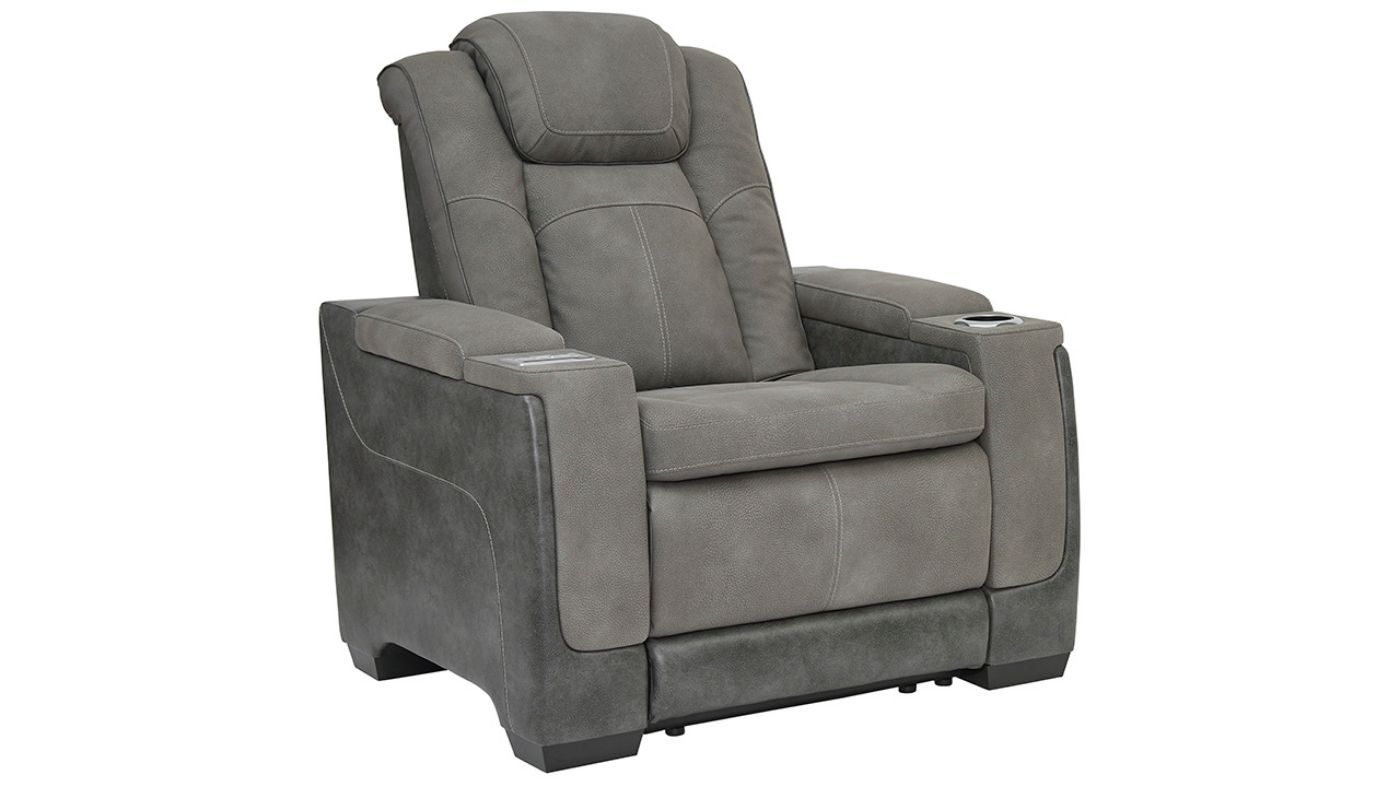 Angled View of the Next-Gen POWER Recliner in Gray by Ashley Furniture | Home Furniture Plus Bedding