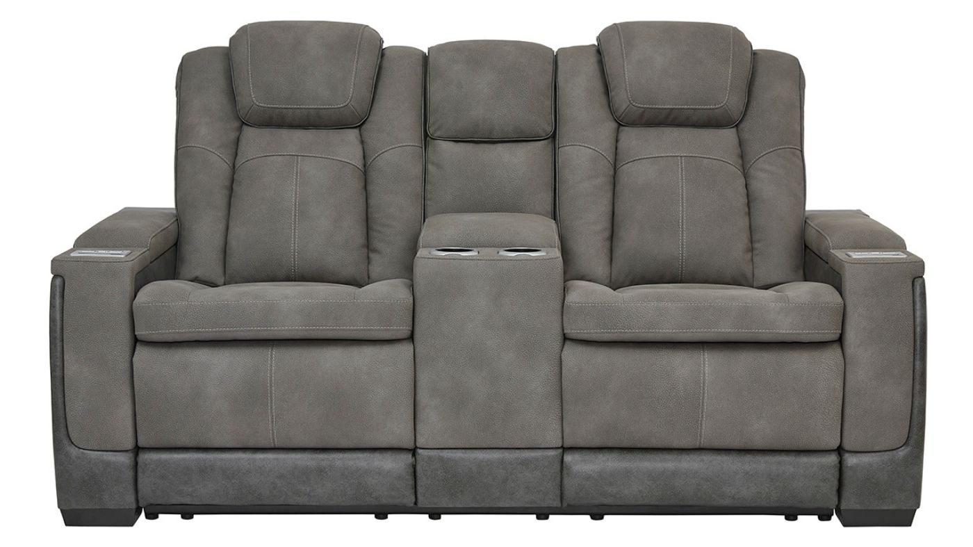 Front Facing View of the Next-Gen POWER Reclining Loveseat in Gray by Ashley Furniture | Home Furniture Plus Bedding