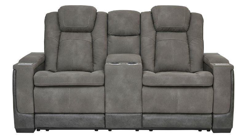 Front Facing View of the Next-Gen POWER Reclining Loveseat in Gray by Ashley Furniture | Home Furniture Plus Bedding