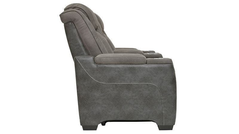 Side View of the Next-Gen POWER Reclining Loveseat in Gray by Ashley Furniture | Home Furniture Plus Bedding