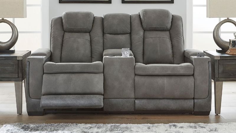 Room View of the Next-Gen POWER Reclining Loveseat in Gray by Ashley Furniture | Home Furniture Plus Bedding