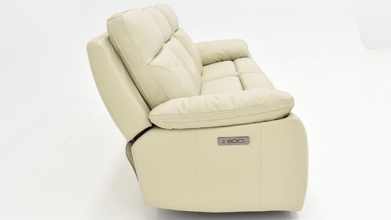 Side View of the Dove POWER Reclining Sofa in Off White by Man Wah | Home Furniture Plus Bedding