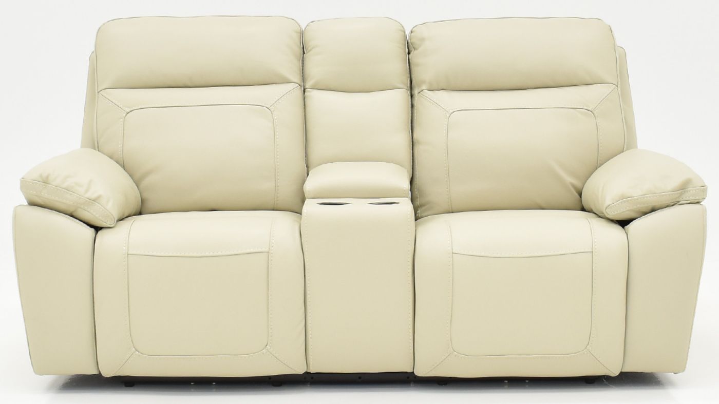Front Facing View of the Dove POWER Reclining Loveseat in Off White by Man Wah | Home Furniture Plus Bedding