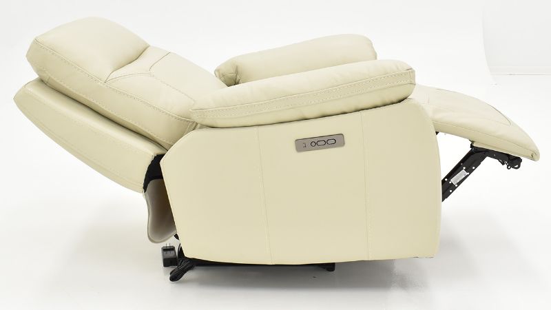 Side View of the Dove POWER Recliner in Off White by Man Wah | Home Furniture Plus Bedding