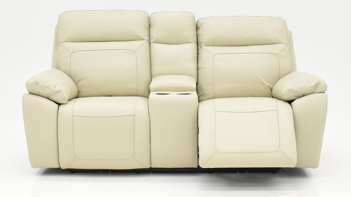 Front Facing View of the Dove POWER Reclining Loveseat in Off White by Man Wah | Home Furniture Plus Bedding