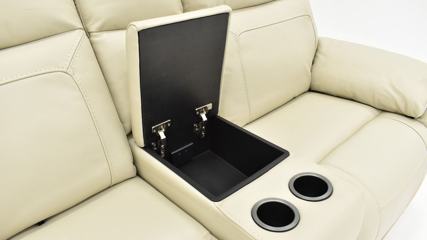 Close Up View of the Dove POWER Reclining Loveseat in Off White by Man Wah | Home Furniture Plus Bedding