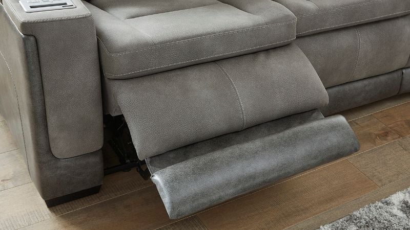 Foot View of the Next-Gen POWER Reclining Sofa Set in Gray by Asley Furniture | Home Furniture Plus Bedding