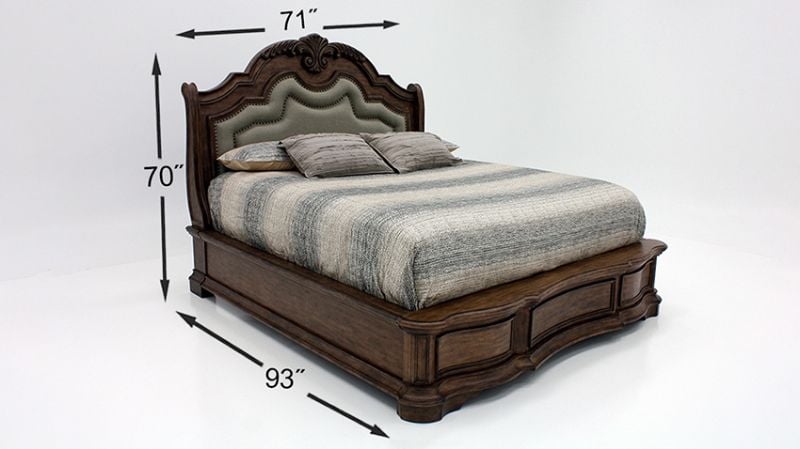 Dimension Details of the Tulsa Queen Size Bed in Light Brown by Avalon Furniture | Home Furniture Plus Bedding