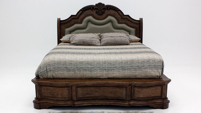 Front Facing View of the Tulsa Queen Size Bed in Light Brown by Avalon Furniture | Home Furniture Plus Bedding