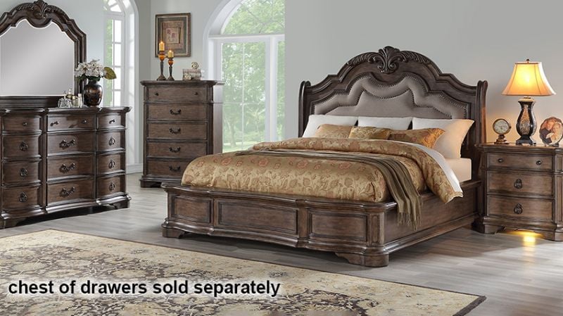 Room View of the Tulsa King Size Bedroom Set in Light Brown by Avalon Furniture | Home Furniture Plus Bedding